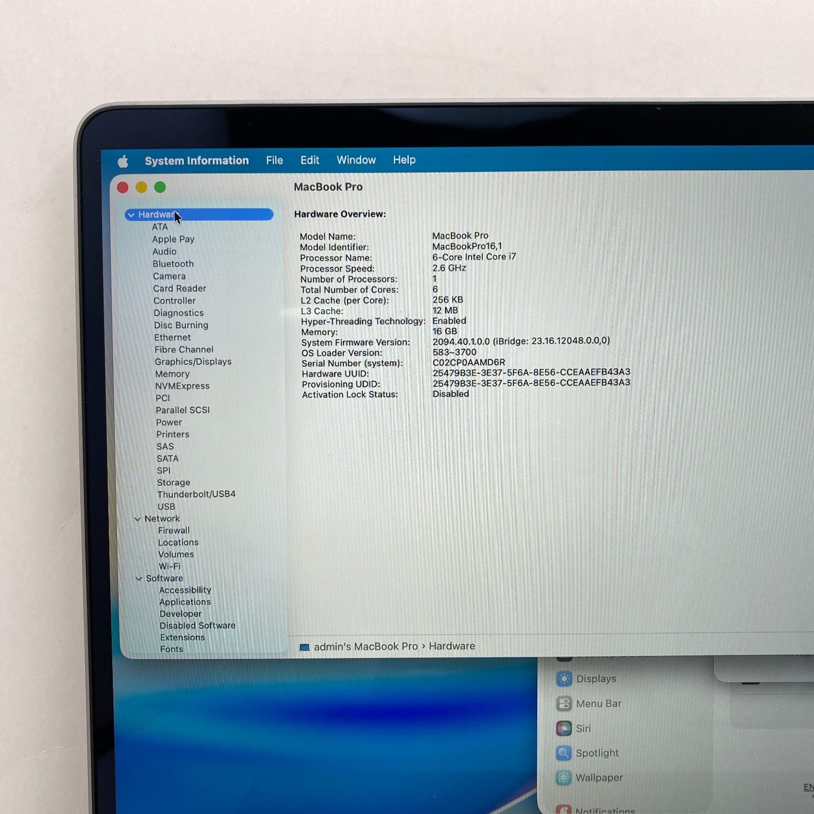 Apple MacBook Pro 16″ Intel Core i7 16GB RAM 1TB SSD – Gray A2141 – Fair Cond.