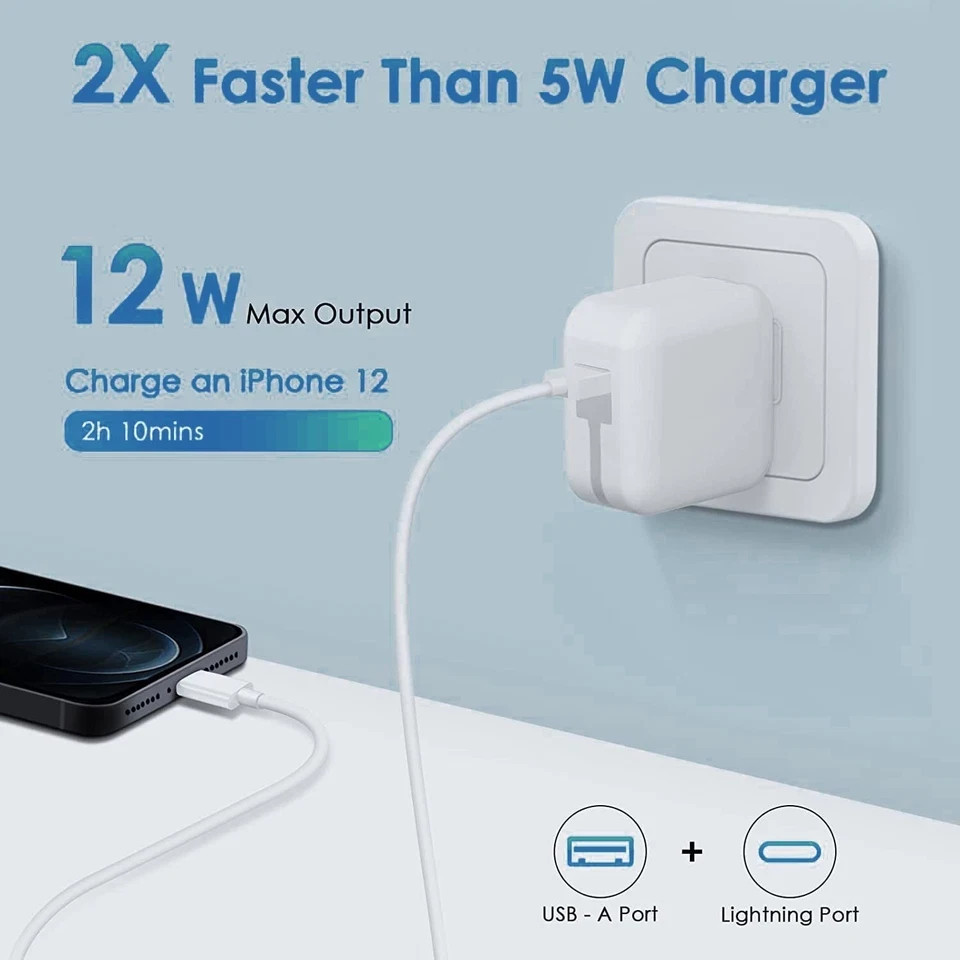 12W Genuine Wall Charger Apple iPhone iPad iPod touch Pro Air Mini A1489 A1490
