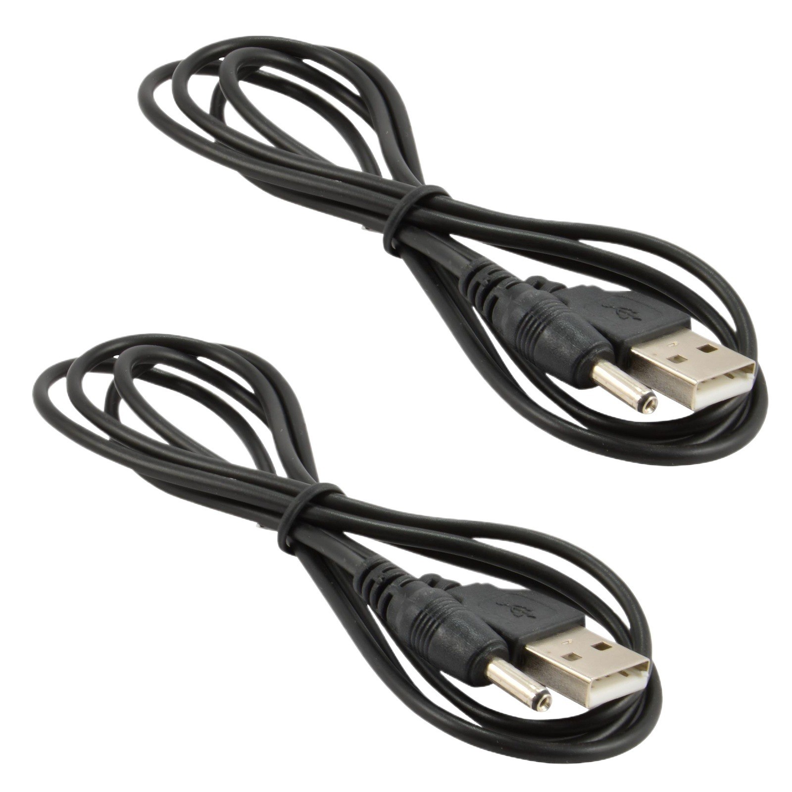 2pcs USB to 3.5mm x 1.35mm Barrel Connector 5V DC Power Cable Jack Male, 5ft