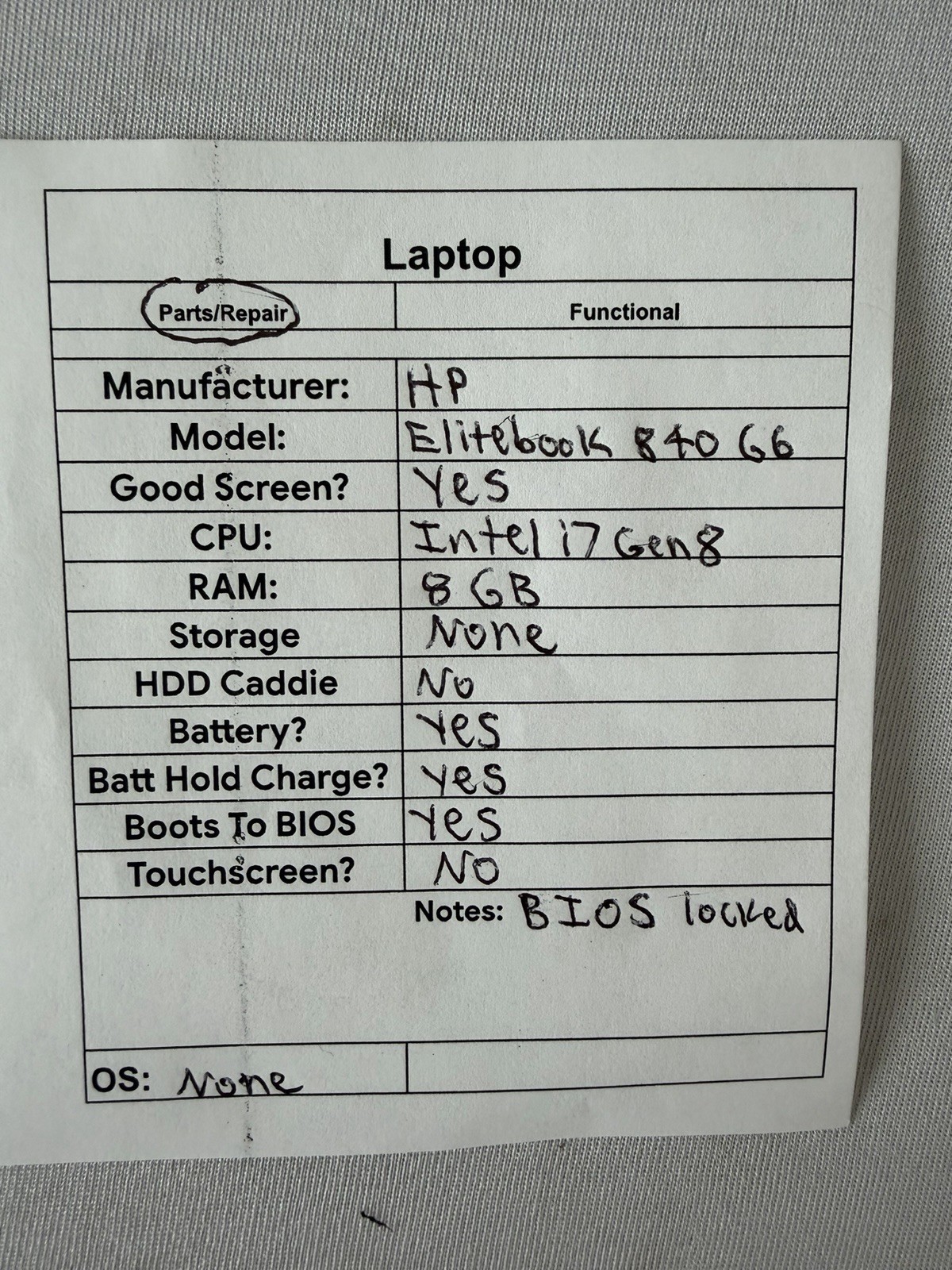 HP Elitebook 840 G6 Laptop – Good Screen – Intel i7 Gen 8 – RAM 8 GB – Read Des