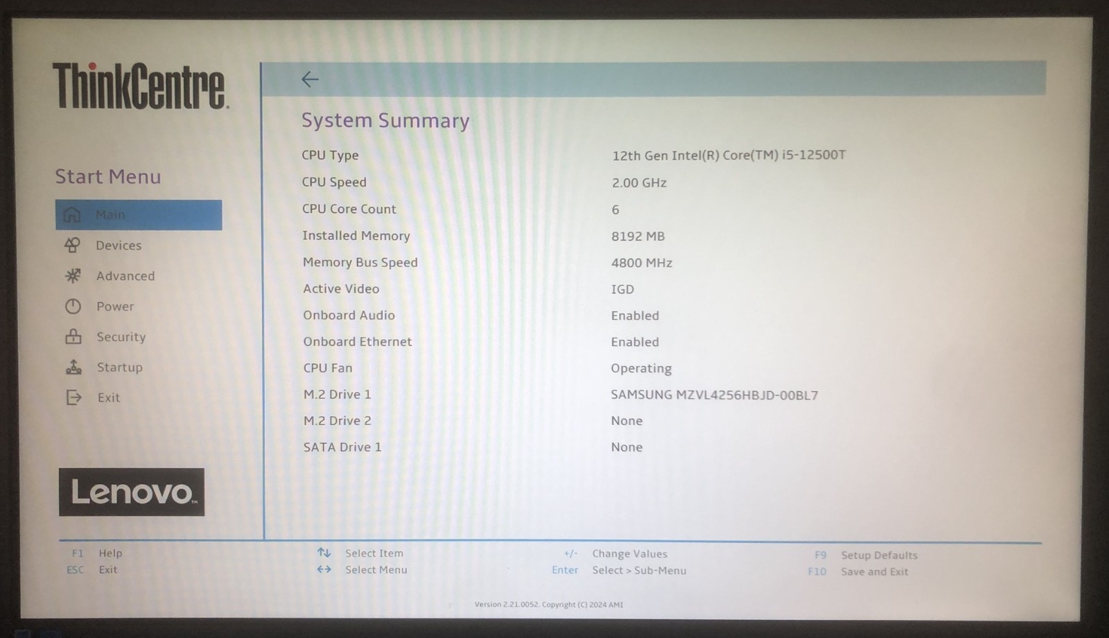 Lenovo ThinkCentre PC 12th Gen Intel i5-12500T 6-Core 2.0GHz 8GB RAM 256GB SSD