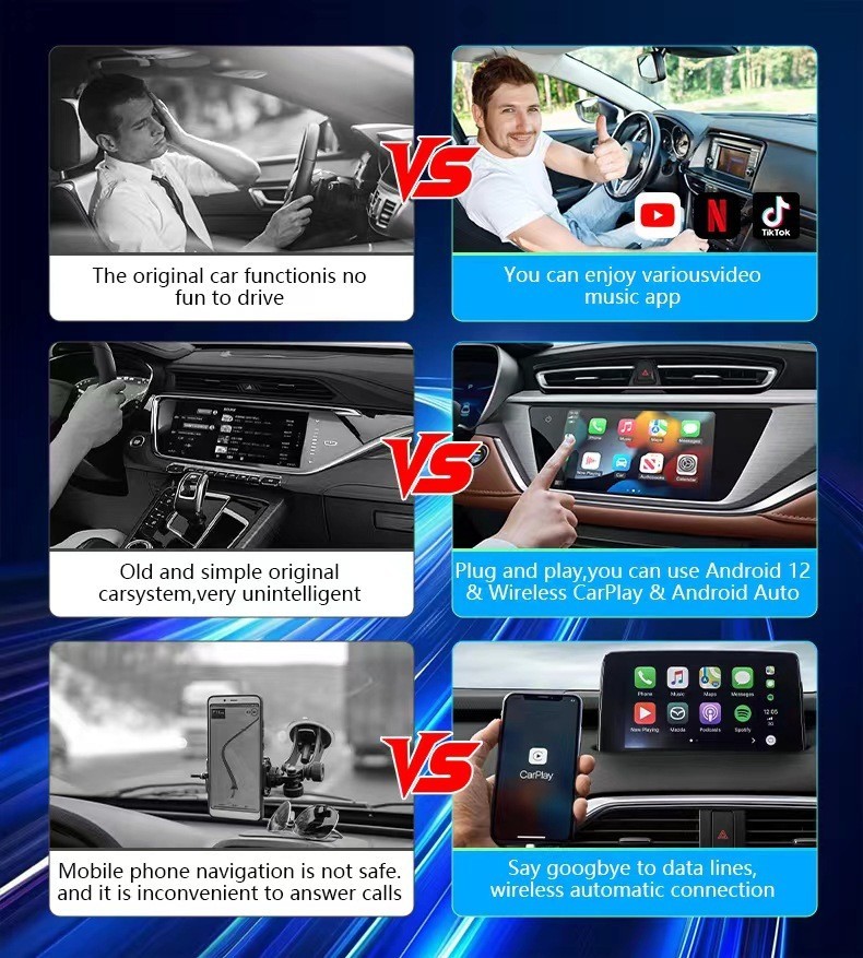 4K HDMI Wireless CarPlay & Android Auto Box OEM Car Multimedia Adapter