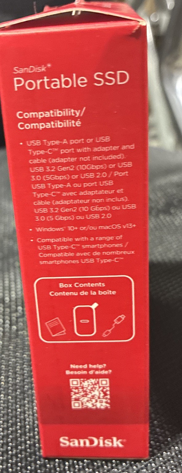 SanDisk 1TB Portable External SSD USB 3.2 Gen 2, USB-C Solid State Drive
