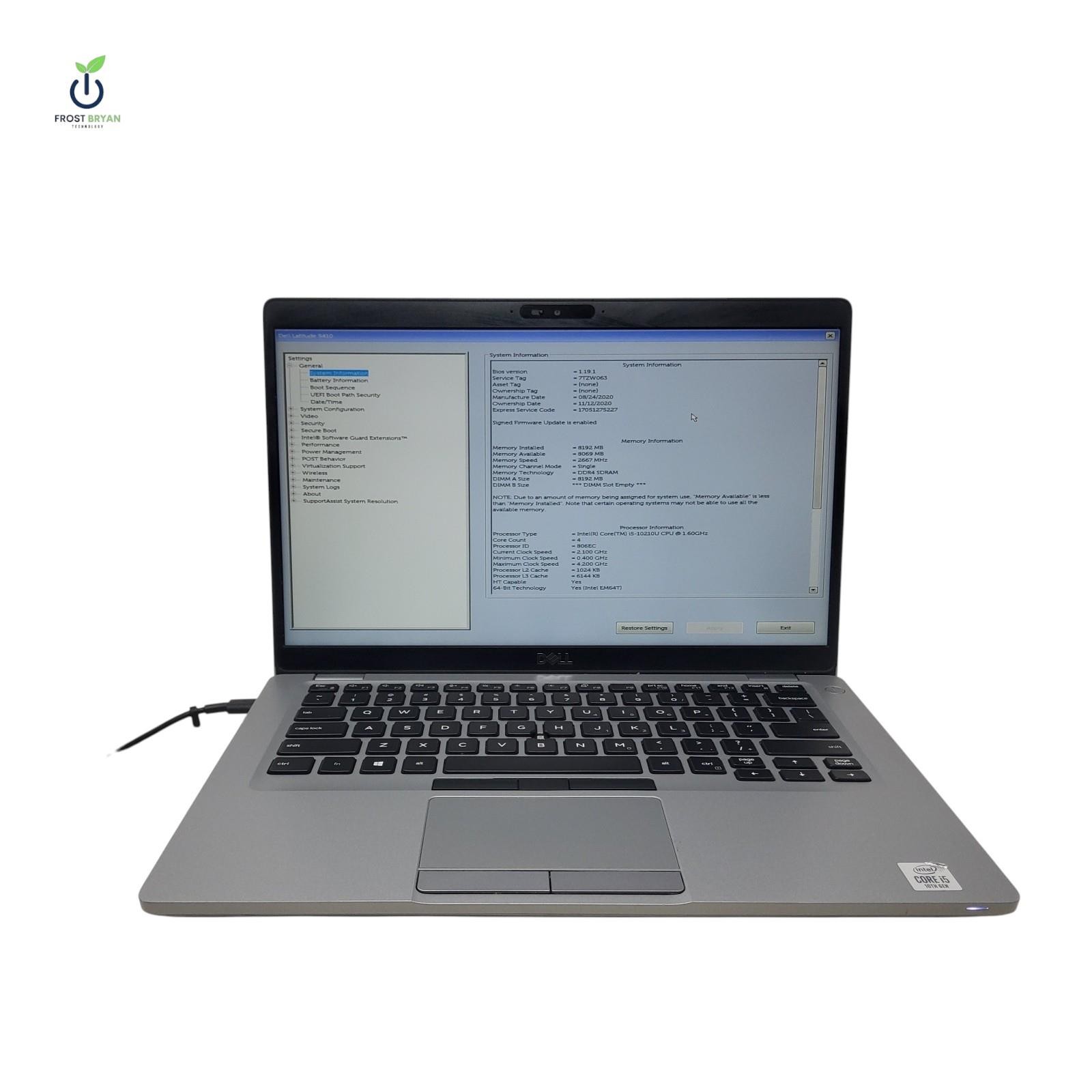 DELL LATITUDE 5410 Laptop i5-10210U@1.60GHz 8GB No SSD/OS Grade C [READ]