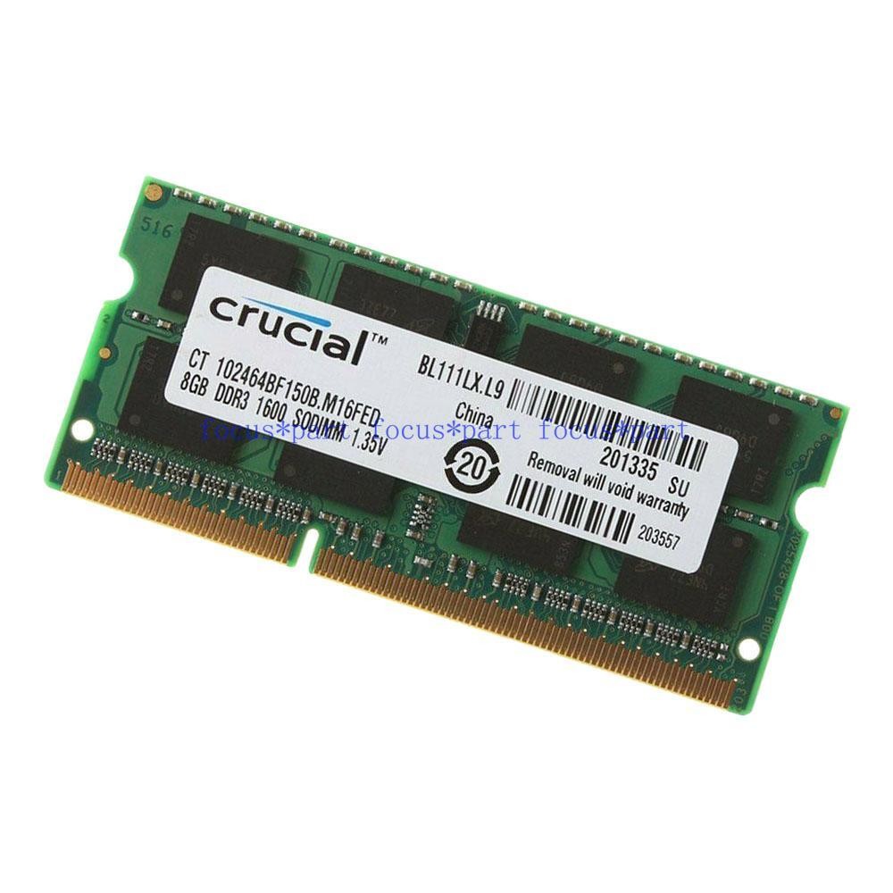 Crucial 8GB 16GB 32GB DDR3 Ram 1600 PC3L-12800S 204-Pin 1.35V SO-DIMM Laptop Lot