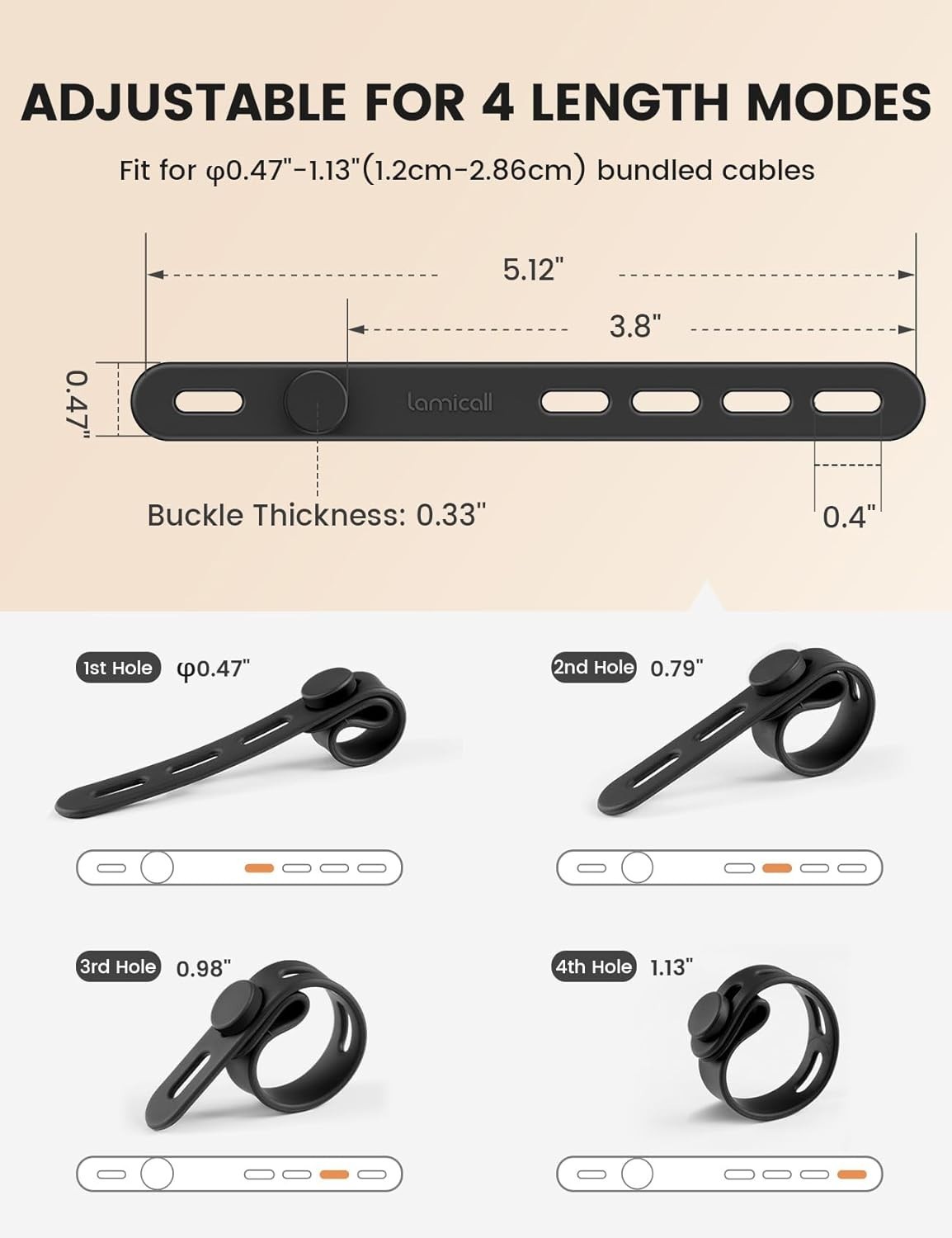 10Pack Silicone Cable Ties Cord Organizer Wrap – Lamicall [Reusable Washable] Wi