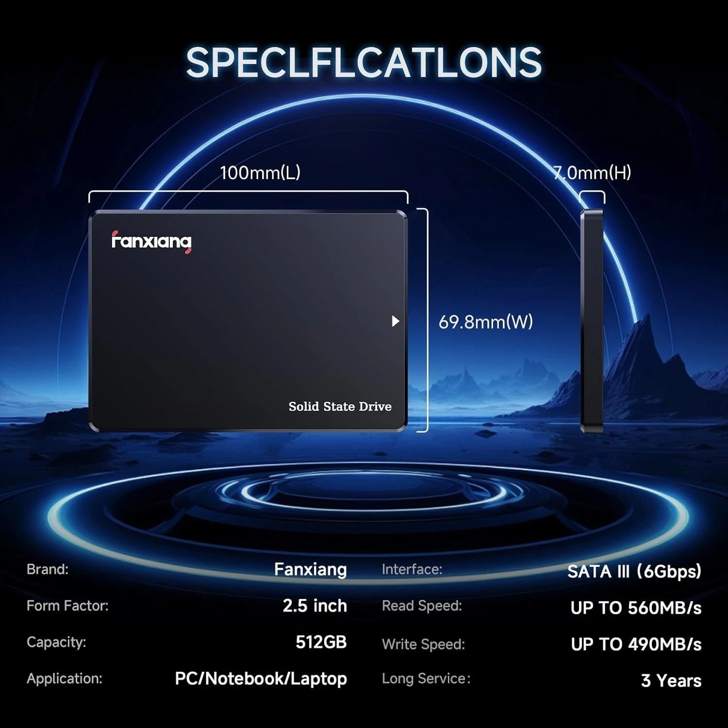 512GB SATA III 2.5” SSD – Lightning Fast 560 MB/s Read Speed – Shock Resistant