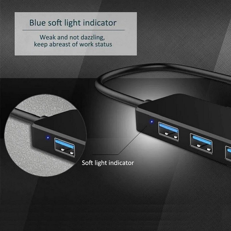 4 Port USB 3.0 Hub Splitter Multi Adapter 5Gbps High Speed PC Desktop Laptop Lot