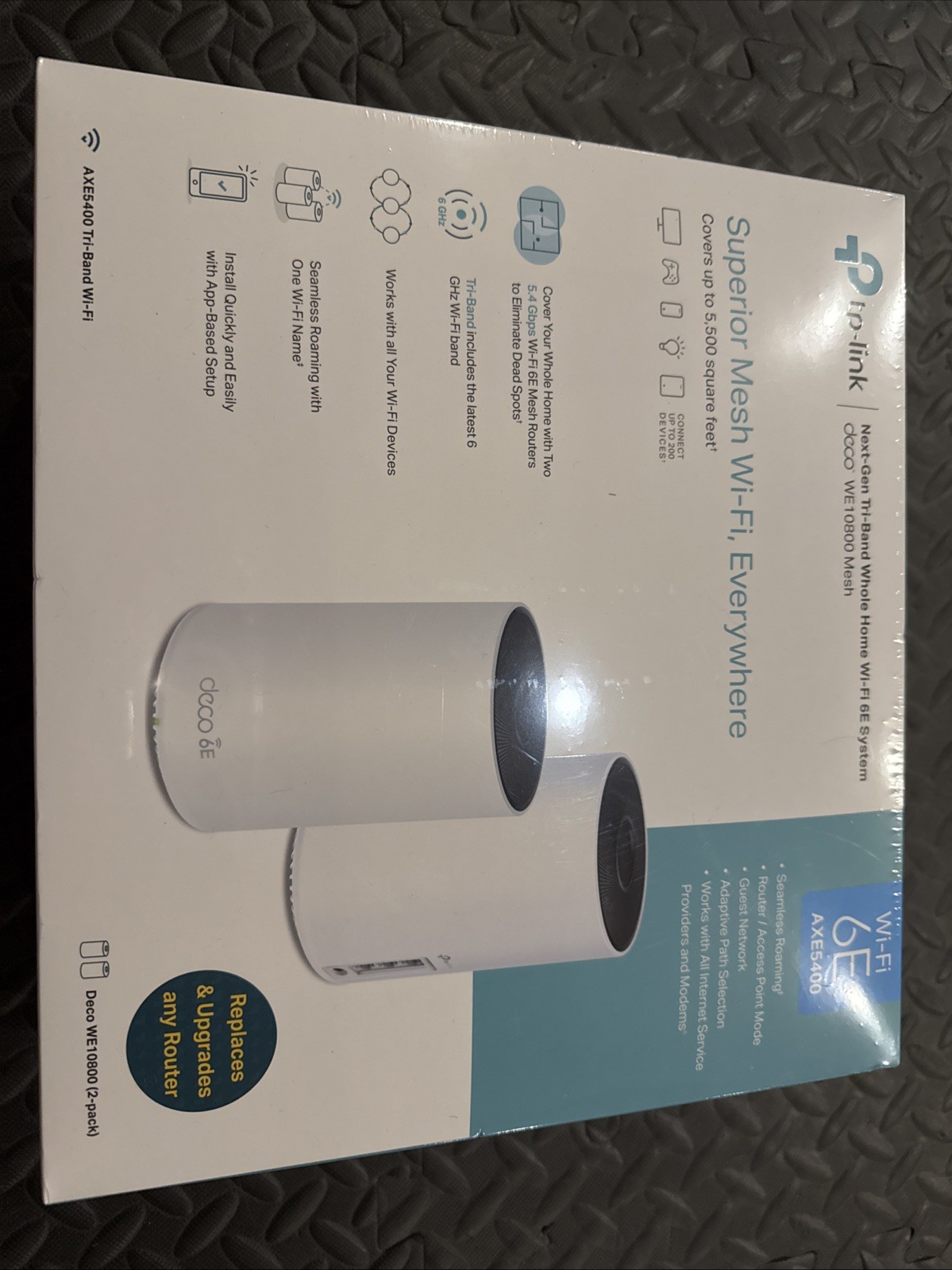 TP-Link Deco WE10800(2-pack) Wi-Fi 6E Whole Home Mesh Routers, 6 Ghz Band,