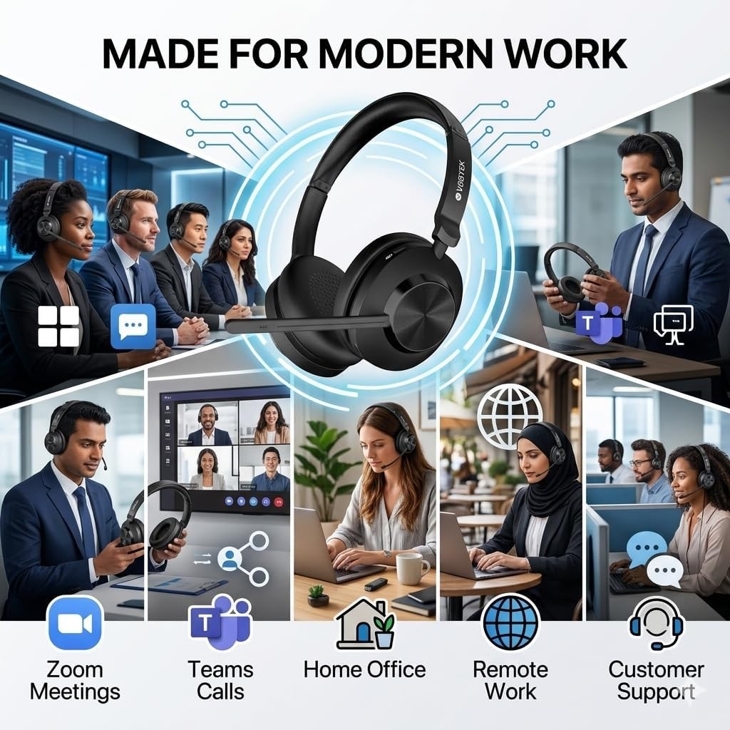 Bluetooth Headset with USB-dongle Microphone Wireless Headphone for PC/Phones
