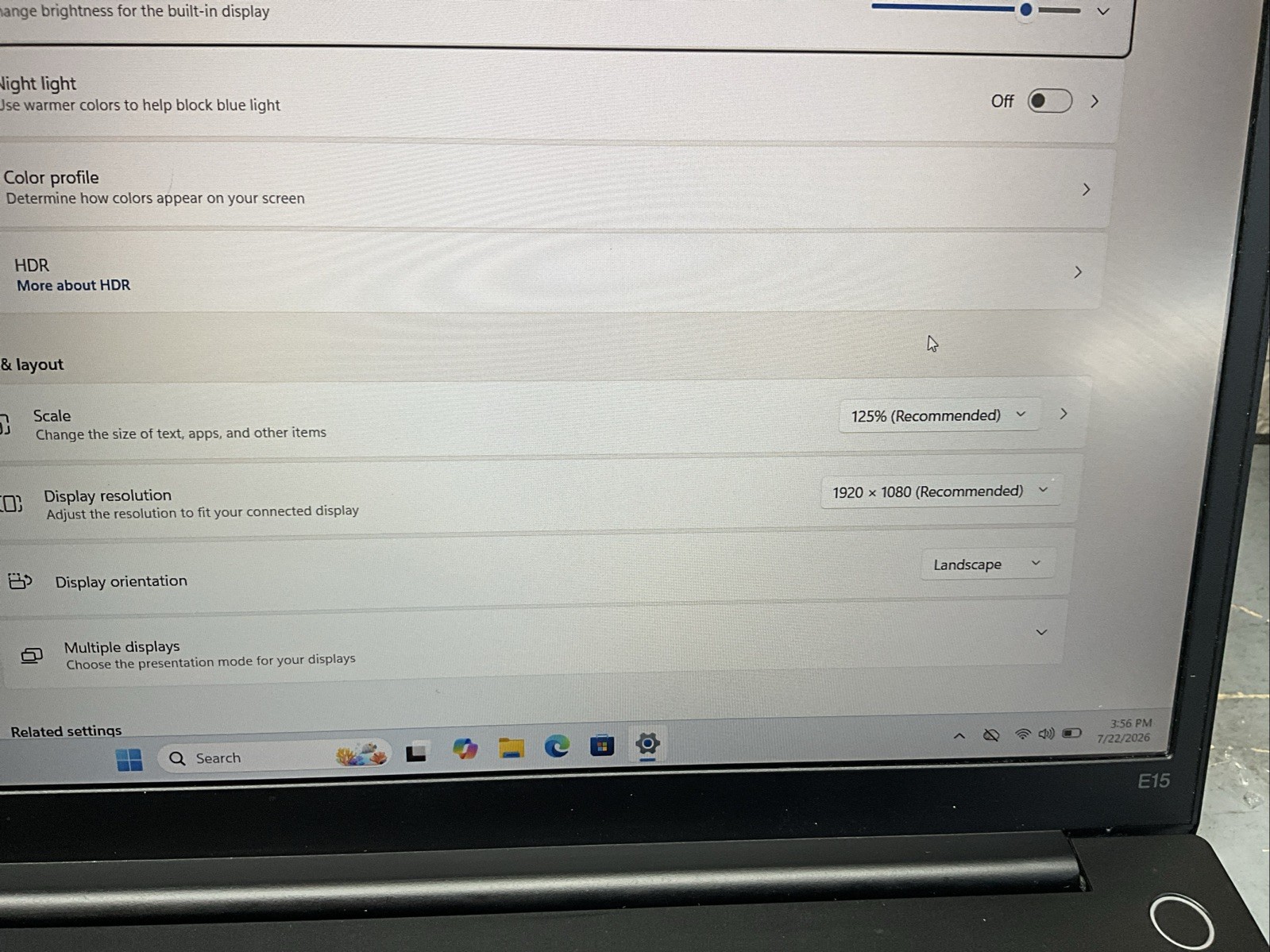 Lenovo ThinkPad E15 15.6″ I5-1135G7@2.4GZ 16GB RAM 256GB SSD Win11H