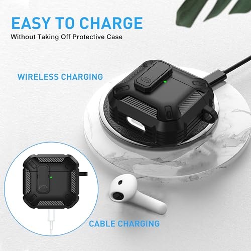 for AirPods 4 Case with Lock, AirPods 4th Generation AirPods 4 Case 2024 Black