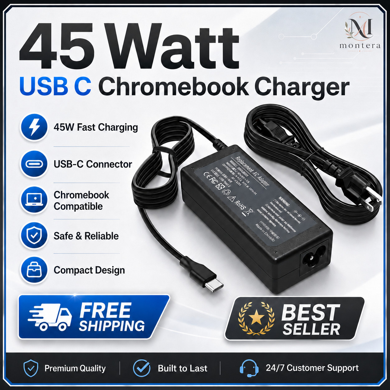 45 Watt USB C Chromebook Charger for