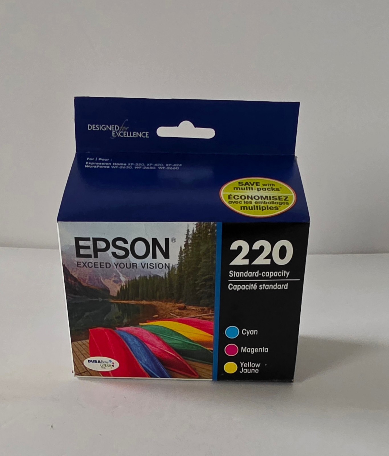 Epson 220 T220520 High Quality 3 Genuine Ultra Ink Standard Capacity Color Multi