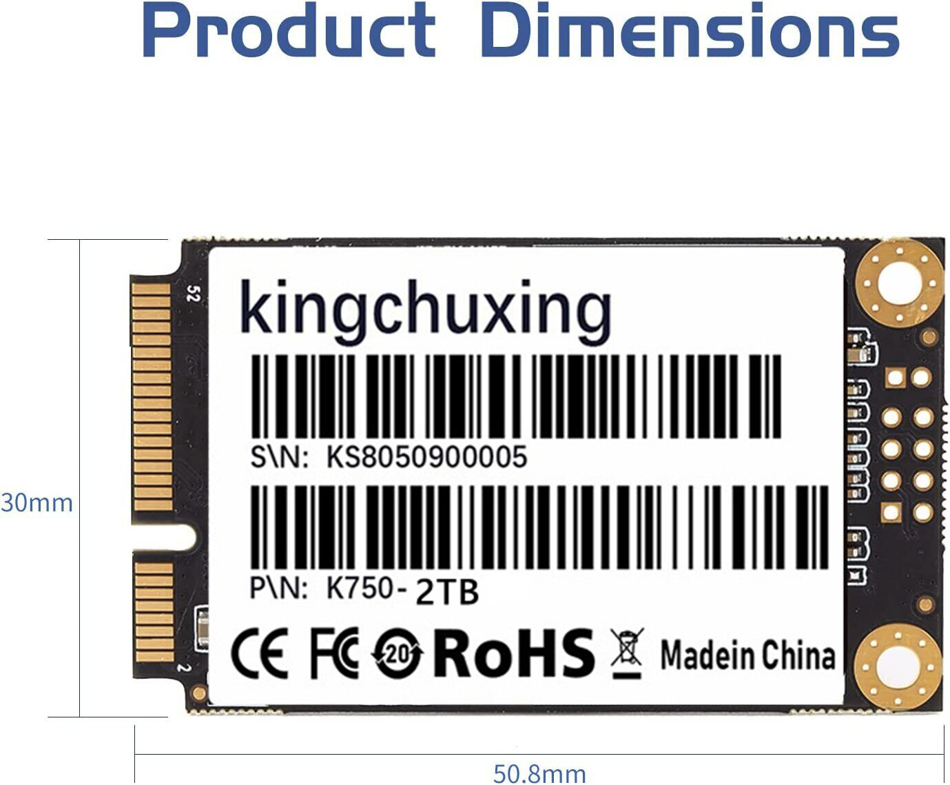 Kingchuxing 1TB 512GB 256GB 550MB/S MSATA SSD Solid State Drive 6Gb/s PC/Laptop