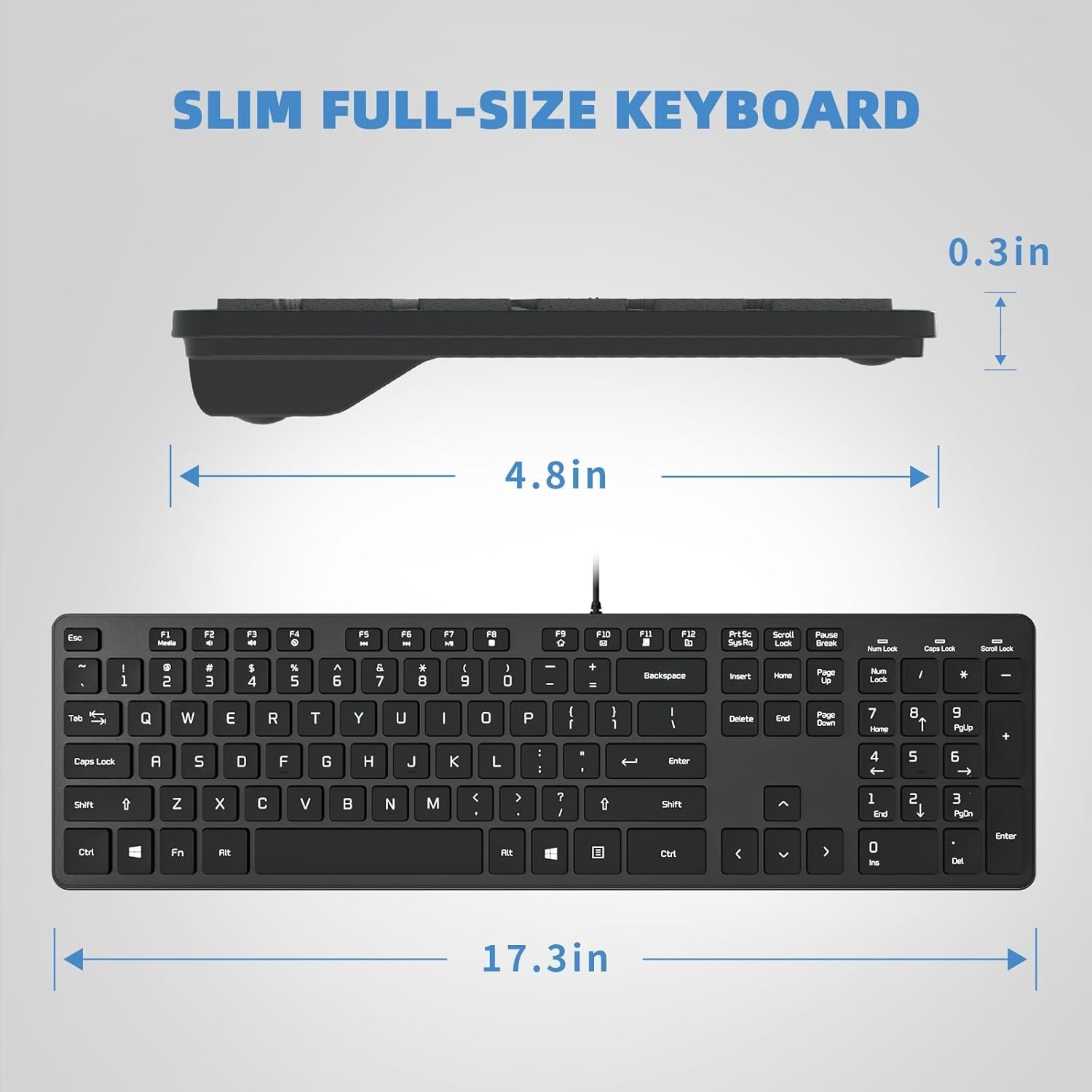 2 PCs B.FRIENDIT USB Wired Keyboard for windows,Comfortable Quiet Chocolate Keys