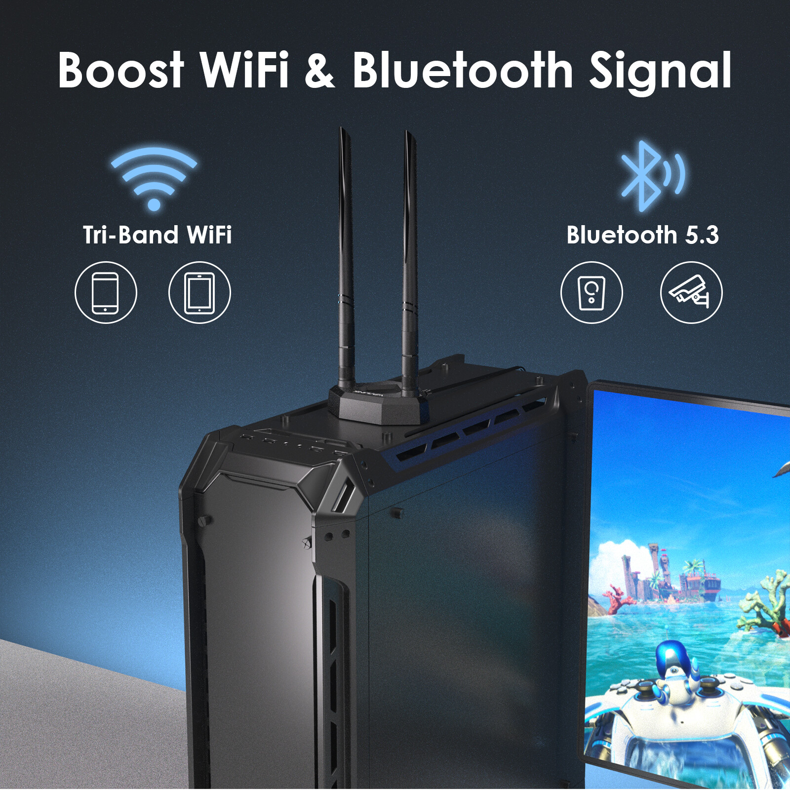 WiFi 6E Tri-band Extension Antenna 2.4GHz 5GHz 6GHz WiFi Antenna for PCIe Router