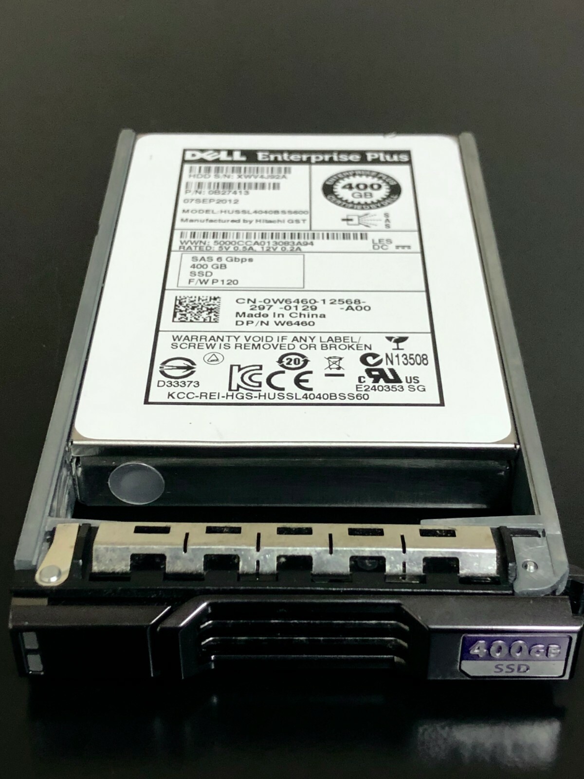 W6460 Dell Compellent 400GB SAS 2.5”-3.5” 6Gbps SSD HUSSL4040BSS600 0W6460
