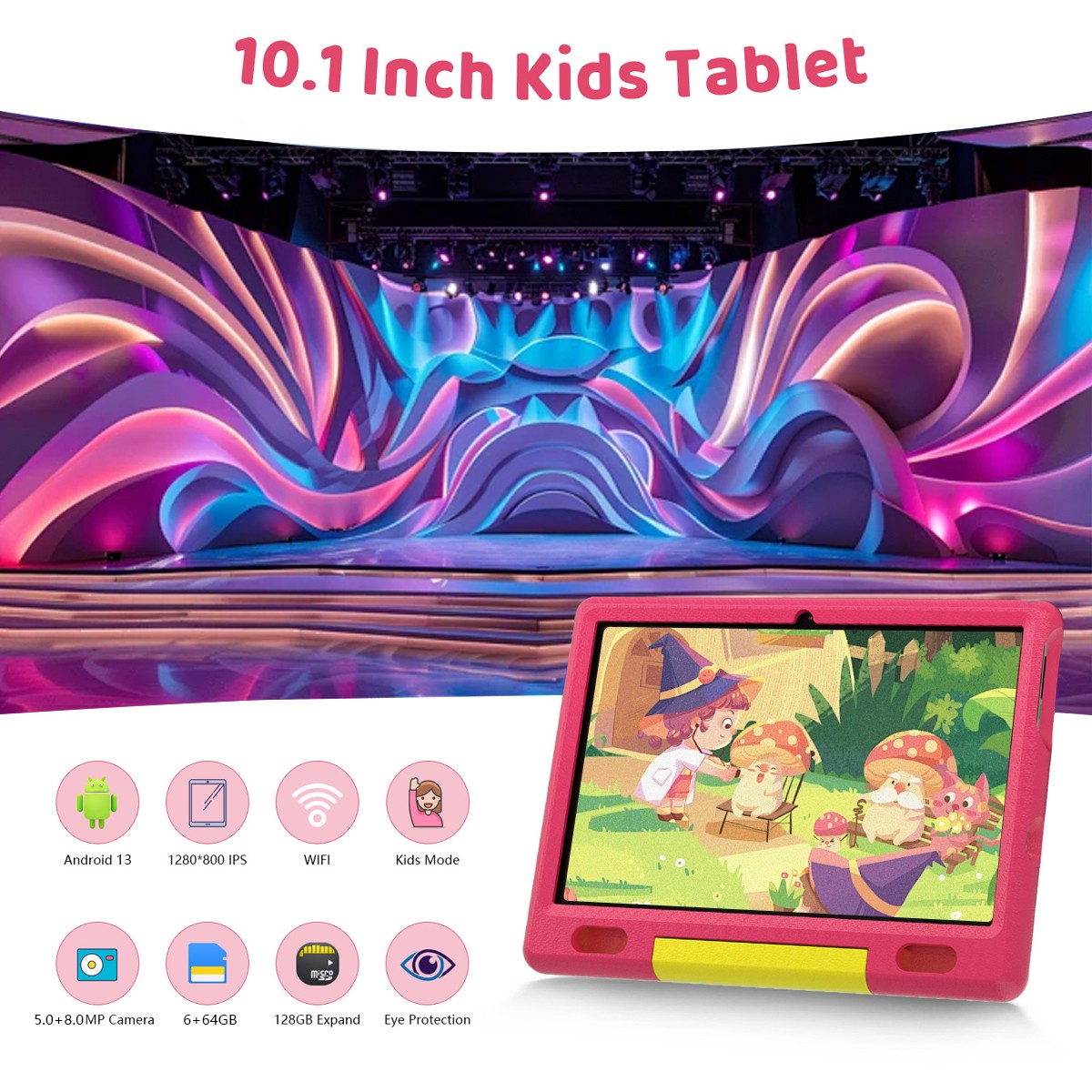 AEEZO Kids Tablet 10.1″ Android 13 Tablets 64GB with Shockproof for 3-12