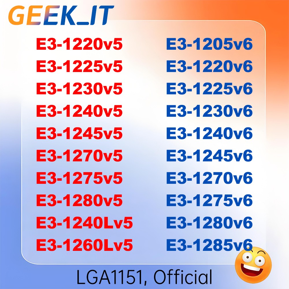 Intel Xeon E3-1230V5 1240V5 1245v5 1270V5 1280V5 1260LV5 1230V6 1240V6 1270V6