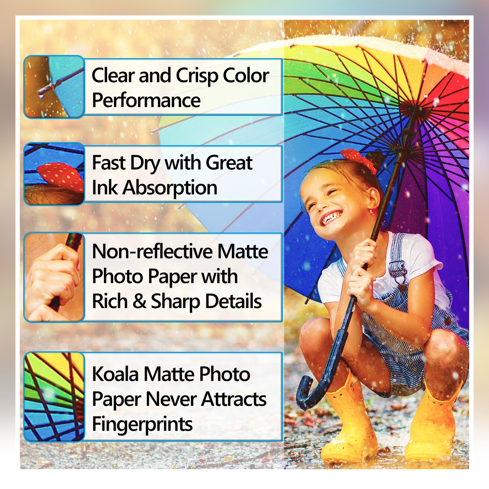 200 Sheets Koala Premium Matte Photo Paper 8.5×11 48lb Inkjet Printer 180g 10Mil