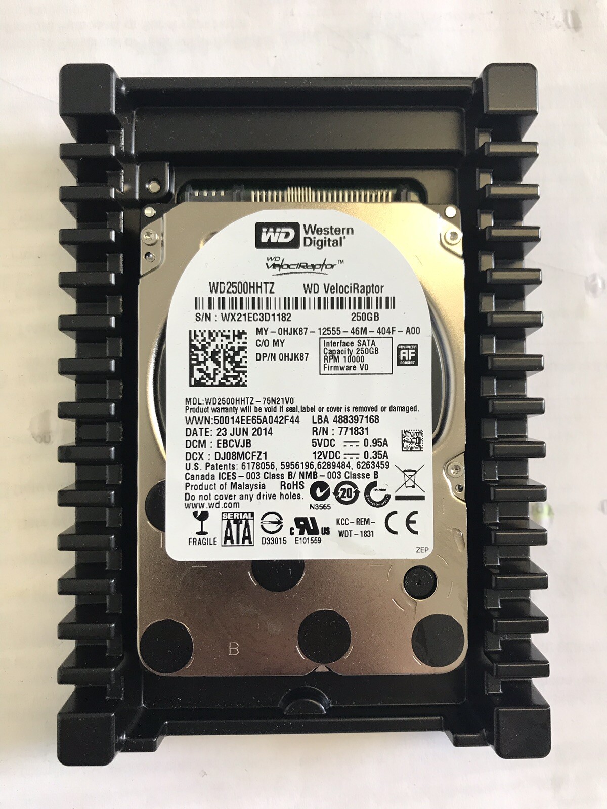 HJK87 0HJK87 WD2500HHTZ DELL 250GB 10K LFF 64MB SATA 6G 3.5″ HARD DRIVE