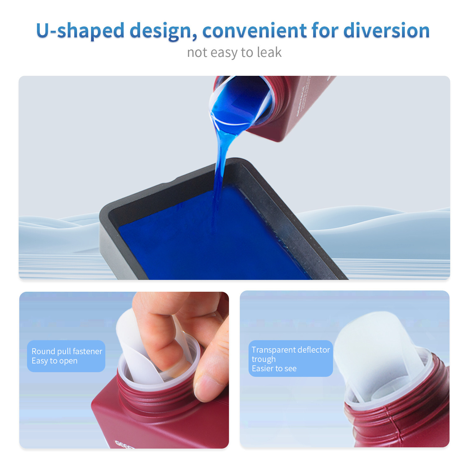 Geeetech Water Washable Resin 405nm UVCuring Resin 1kg Blue for Resin 3D Printer