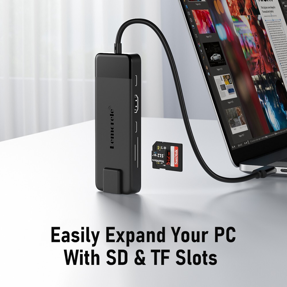 Lemorele Hub Adaptador Usb C,4k Hdmi3.0 USB-A Rj45,tp-c100w, suitable for laptop