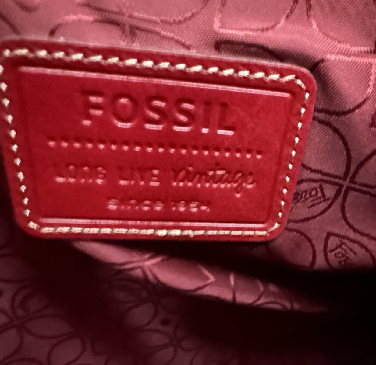 Fossil Long Live Vintage Leather Laptop Bag Tote Satchel Computer Dark Red