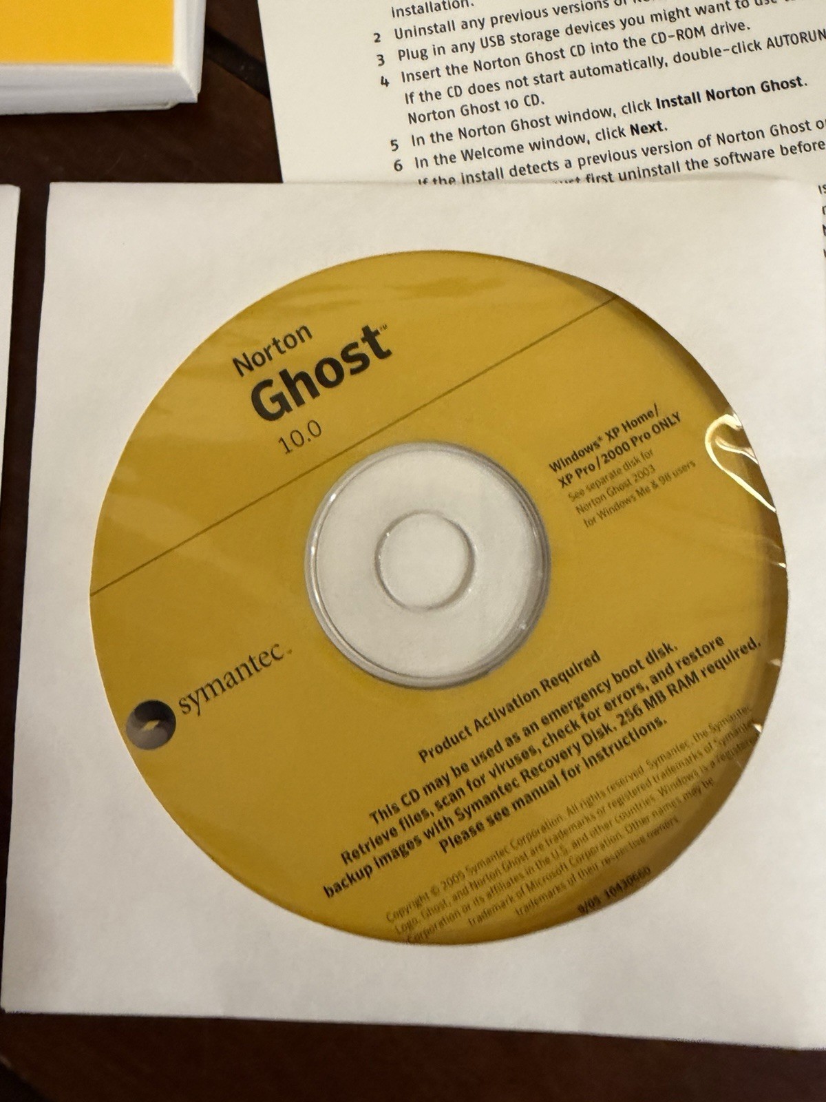 Symantec Norton Ghost 10.0 PC CD Windows Save Back Up Recover Data Files READ