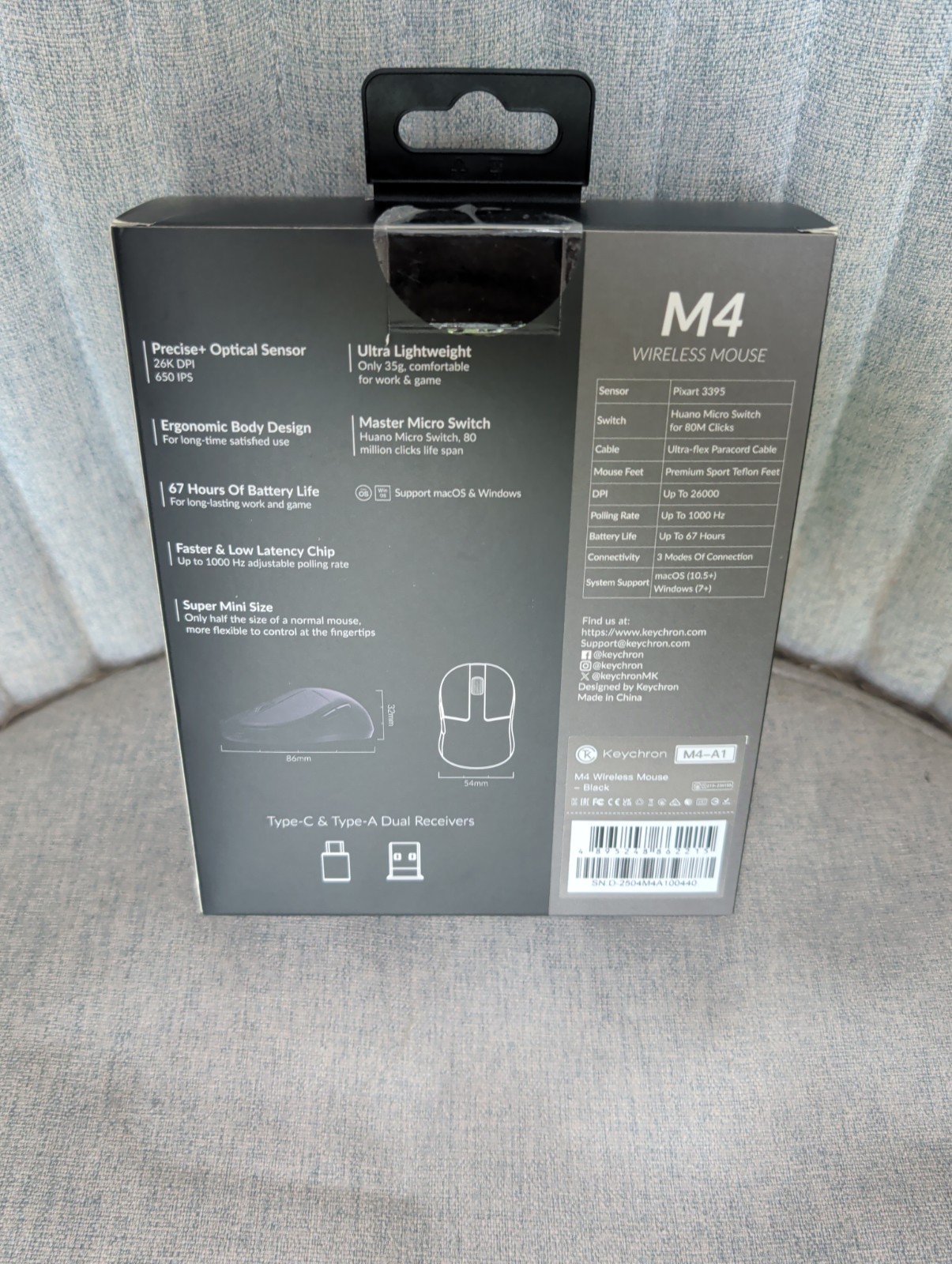 Keychron M4 Ultra-Light Wireless Gaming Mouse 35g [Black / White] [4K / 8K] –