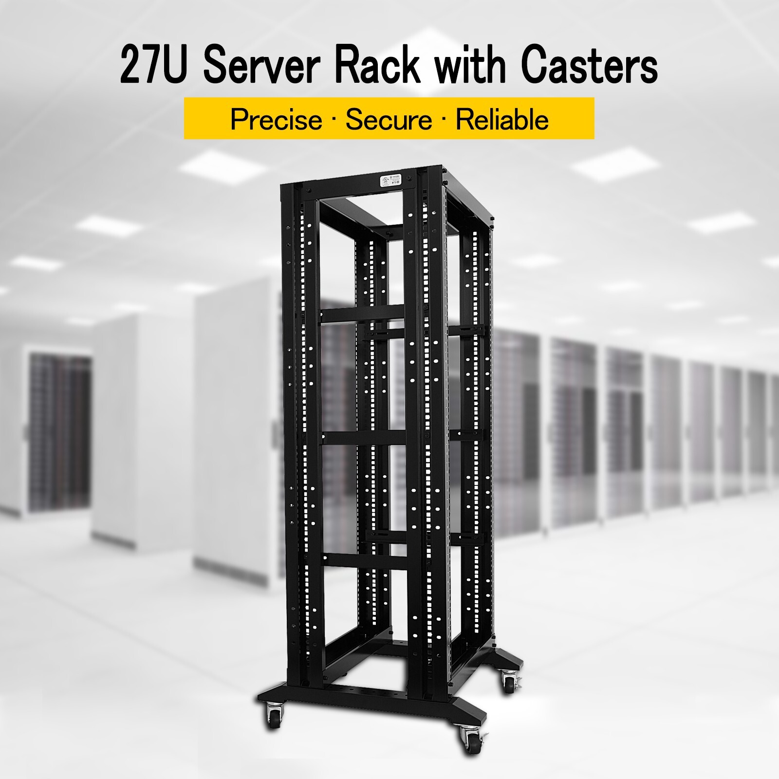 New 27U 4 Post Open Frame Network It Server Rack 17″ Deep With L Rails