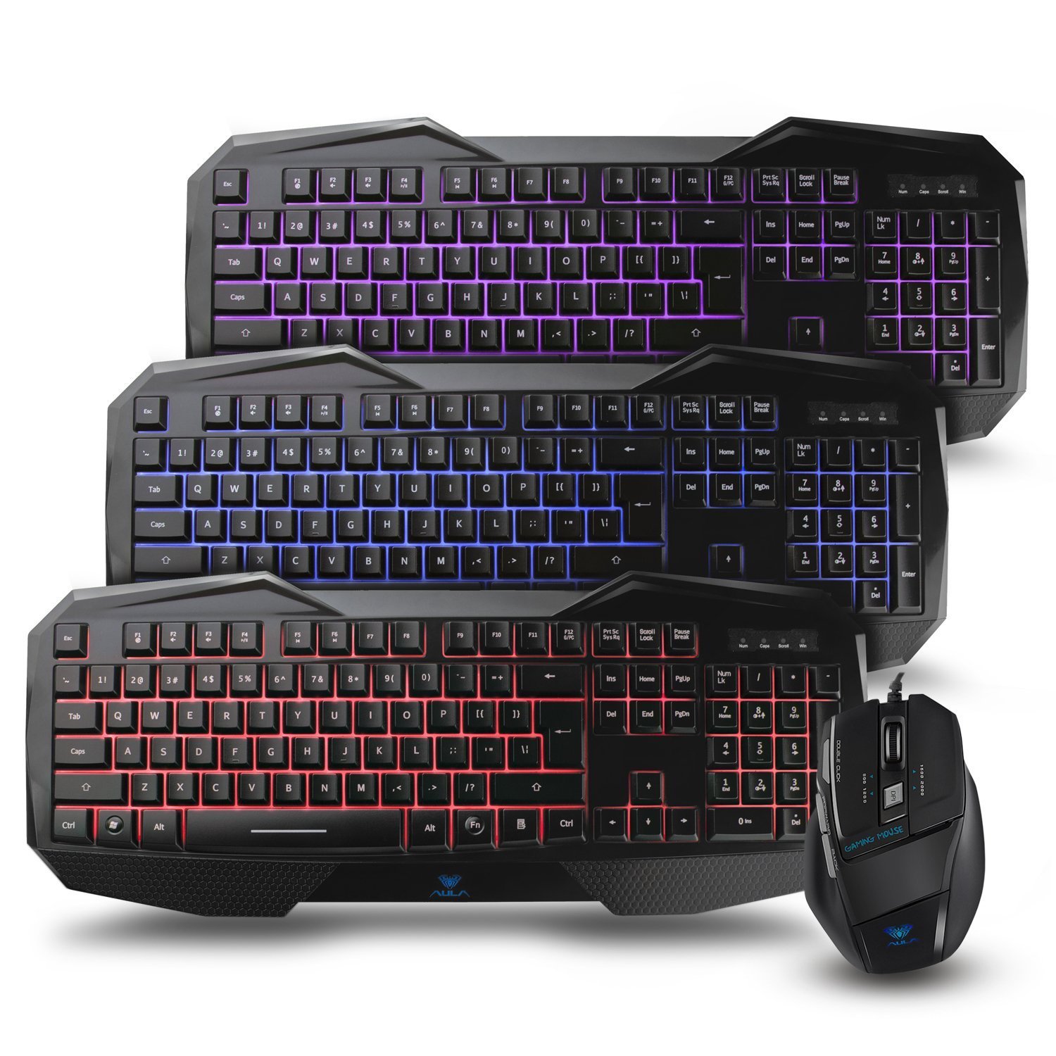 Beastron Backlit Gaming Keyboard and Mouse Combo with Adjustable DPI for Gamers