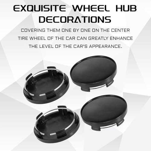 4PCS Wheel Center Caps, 2.36in X 2.2in X 0.57in Snap-in Center Caps for black