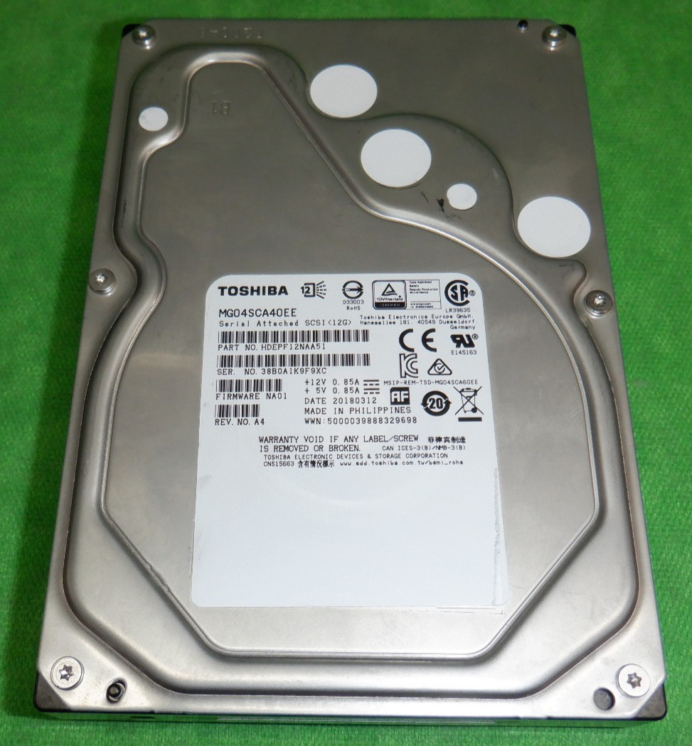 Toshiba HDEPF12NAA51 3.5″ 4TB SAS 12.0 Gb/s 7200RPM Enterprise 83% LIFE REMAIN