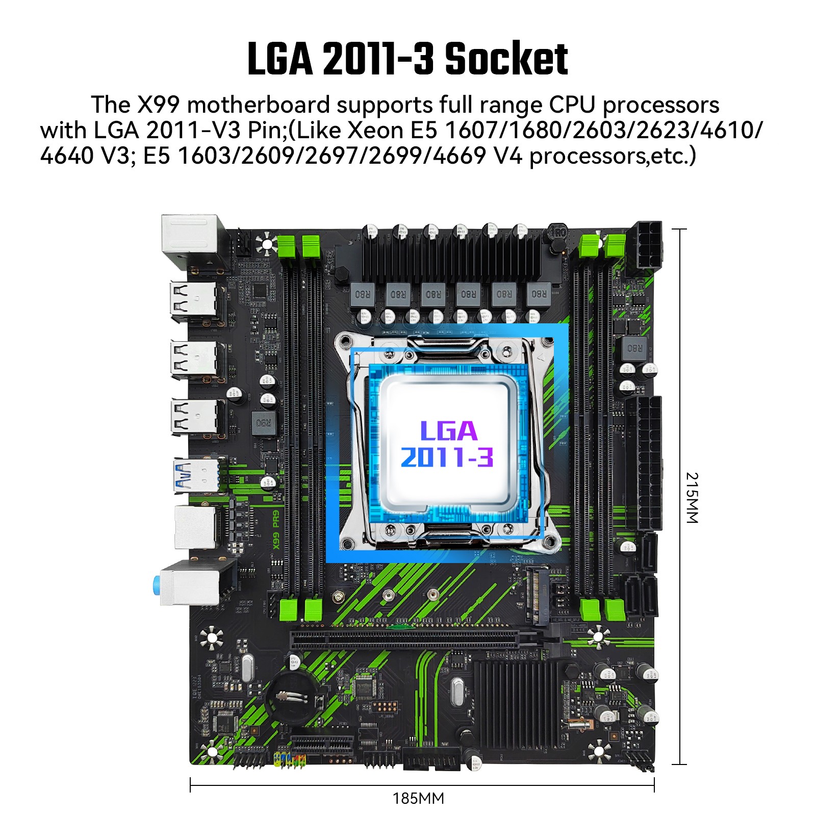 X99 PR9 LGA 2011-v3 Motherboard Four Channal SATA 3.0 M.2 for Intel Xeon E5 V3/4