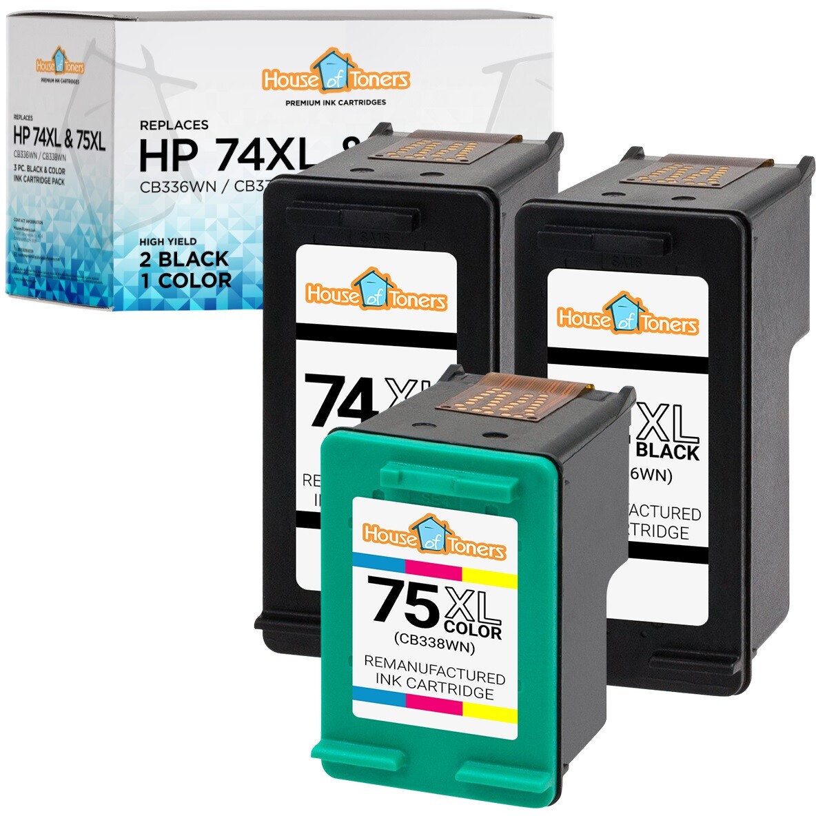 3PK for HP 74XL CB336W 75XL CB338W HP Photosmart C4200 C4280 C4300 C4400 C4450