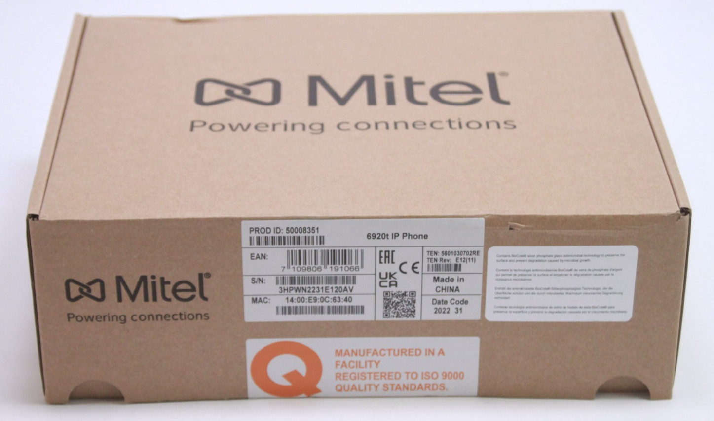 Mitel 6920 6920T Antimicrobial Business IP Phone (50008351) Unused