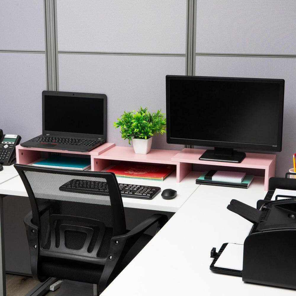51.25 In. X 9.25 In. Wide Dual Monitor Stand, Desktop Organizer, Laptop Riser, M