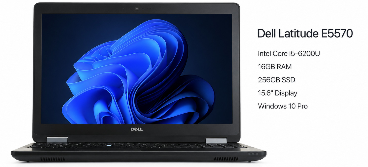 Dell Latitude E5570 i5-6200U 16GB 256GB SSD 15.6″ FHD Win11 Pro Laptop