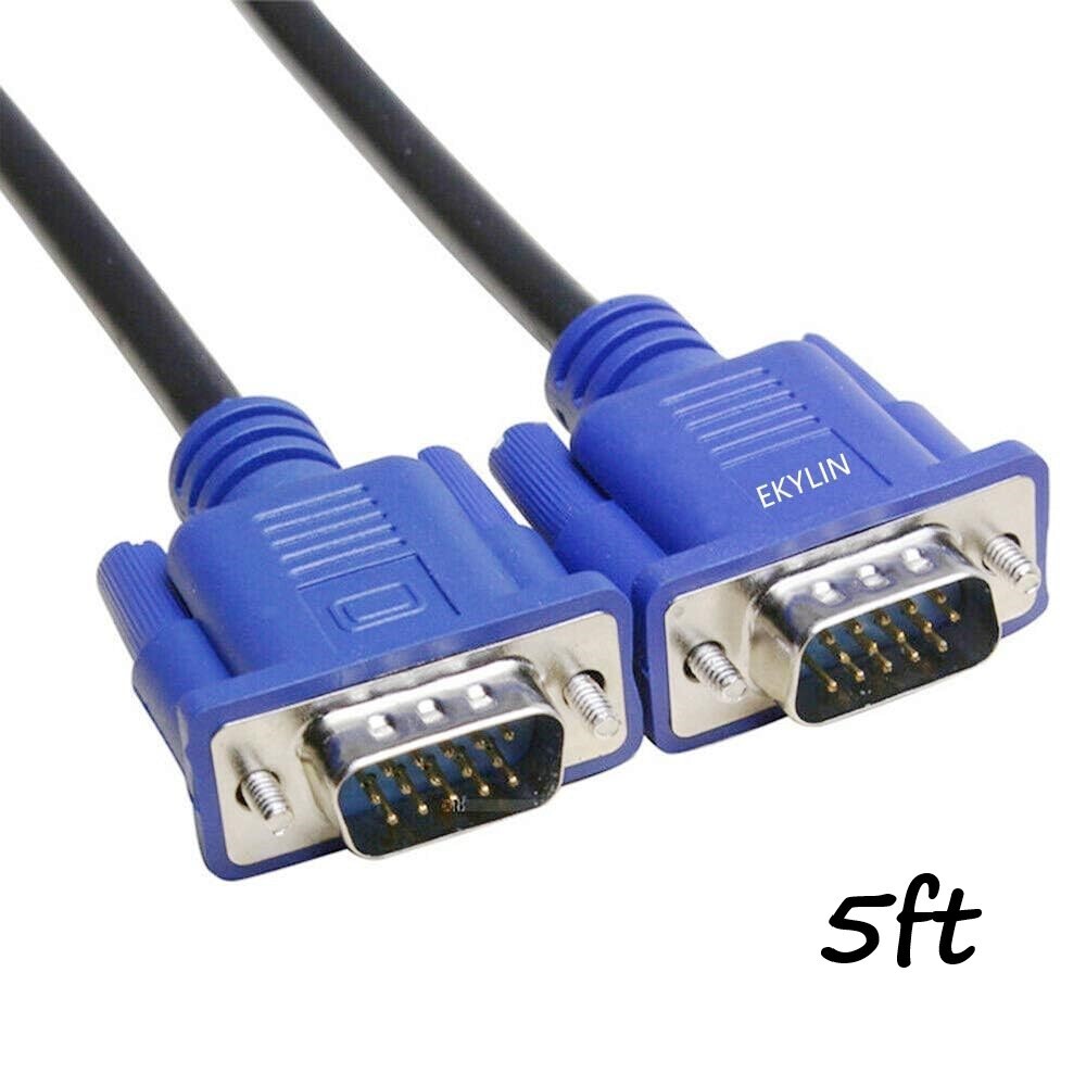 5FT 15 PIN BLUE SVGA VGA ADAPTER Monitor M/M Male To Male Cable CORD FOR PC TV
