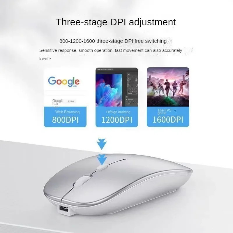 Bluetooth Wireless Mouse for MacBook,ipad,windows,Chromebook (Silver)