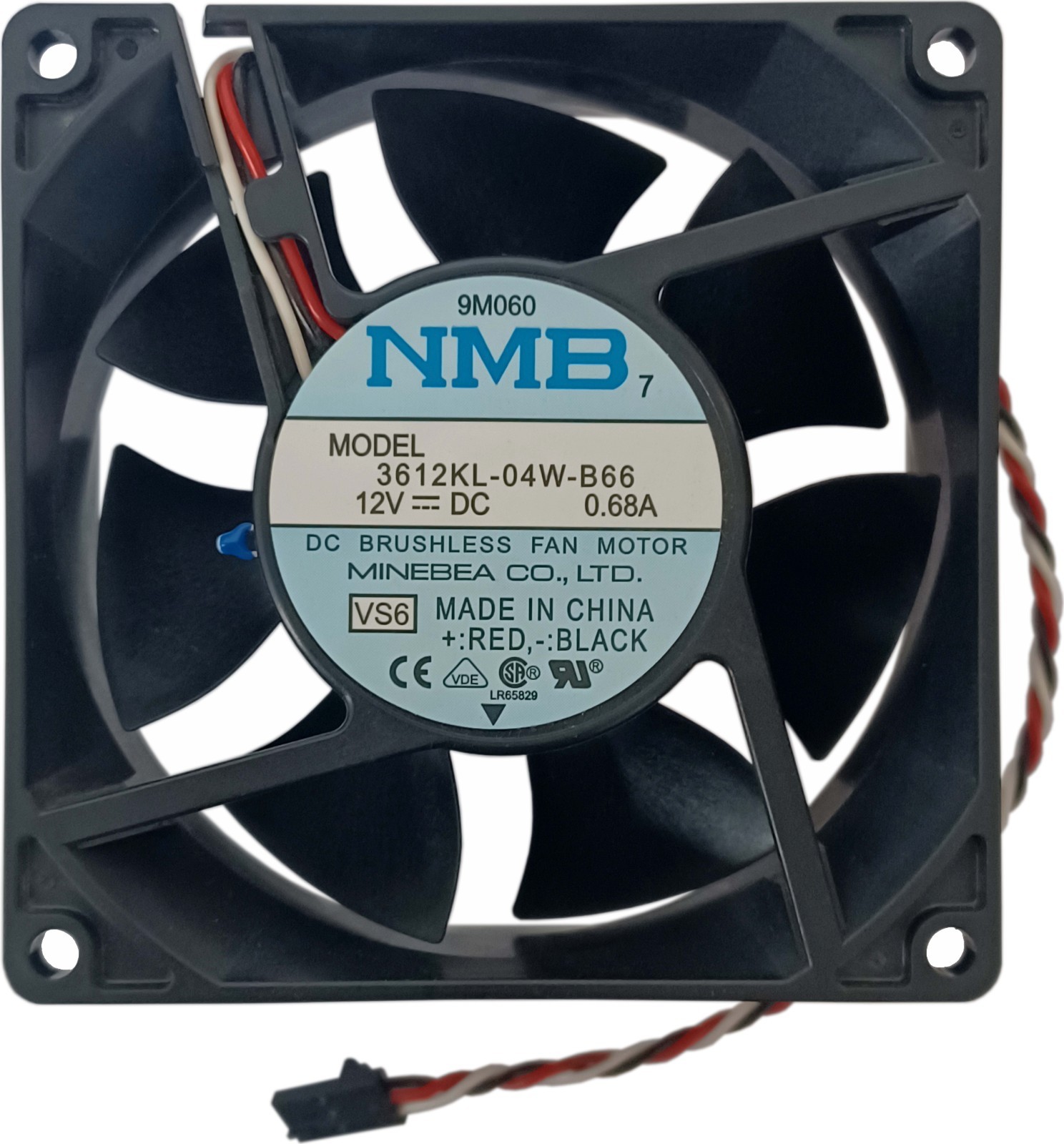 Fan Axial Muffin Cooling DC 12V 92mm 92x92x32 NMB 3612KL-04W-B66 9M060 0.68A