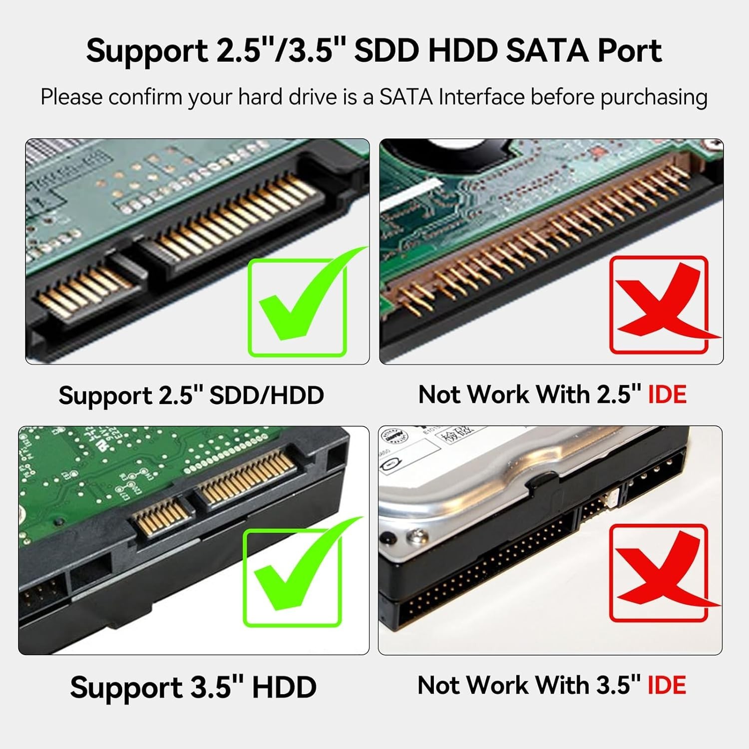 SATA to USB Adapter with Power, USB 3.0 to SATA III Internal Hard Drive Reader f