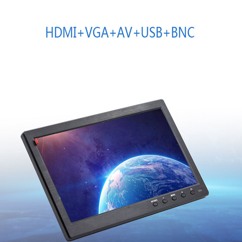 10.1″ IPS LCD CCTV Monitor Screen USB/BNC/AV/VGA/HDMI for Car/Security/PC/Laptop