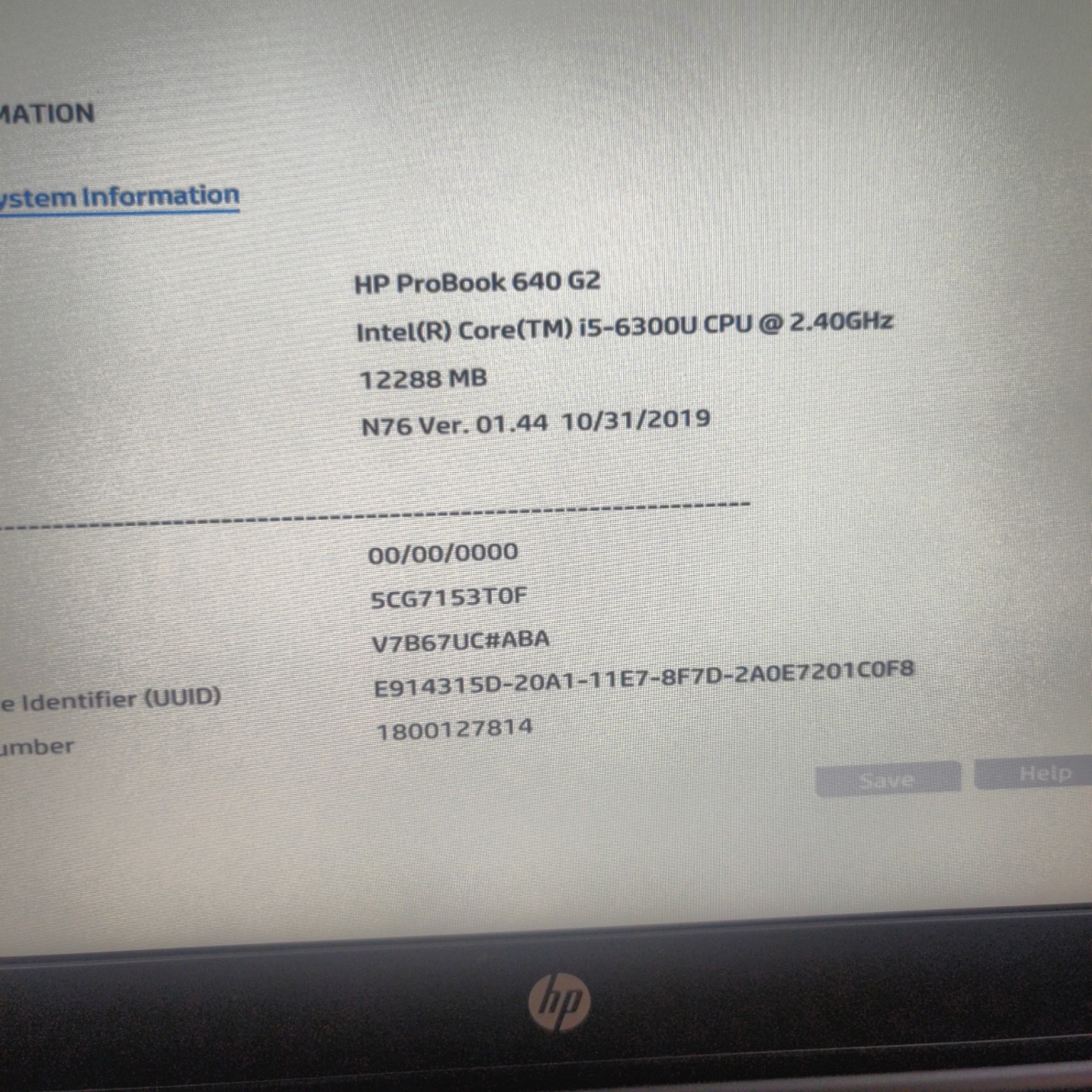 Hp ProBook 640 G2 Laptop i5-6300U 12GB NO SSD/OS/AC ADAPTER – USED