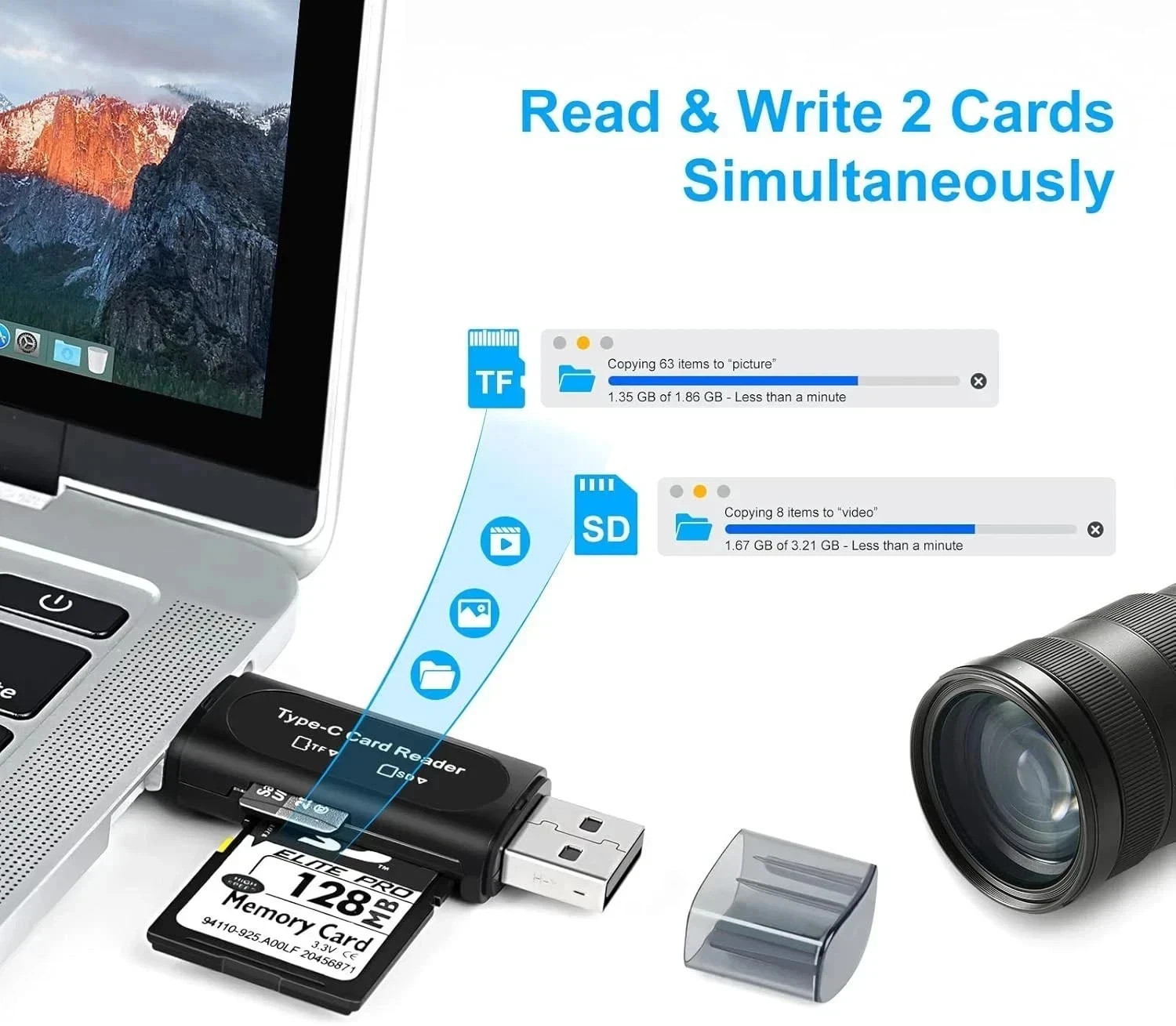 Card Reader USB 3.0 To SD Micro TF Memory Card Adapter PC Laptop Accessories Lot