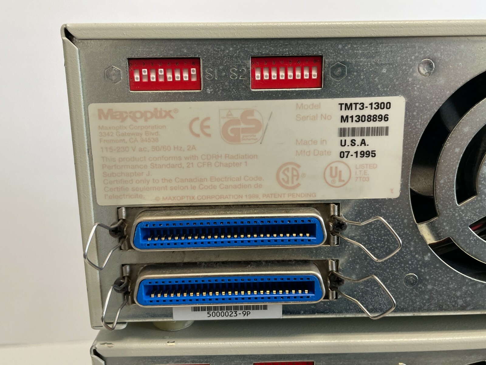 Lot of 2 MAXOPTIX TMT3-1300 1.3GB OPTICAL DRIVE SCSI EXTERNAL