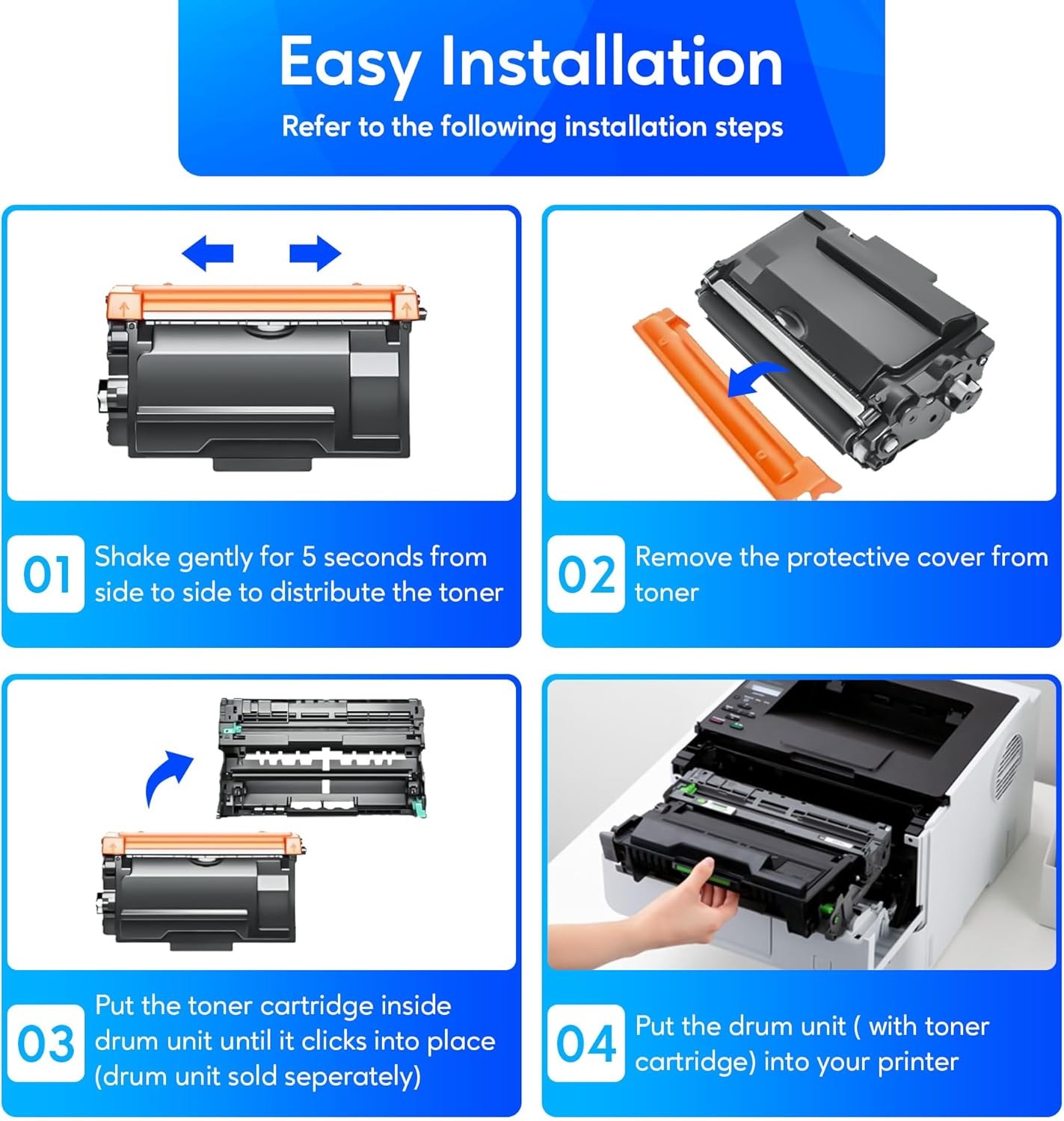 4PK TN920XL Toner +1* DR920 Drum Compatible for Brother HL-L5210DW L6210DW