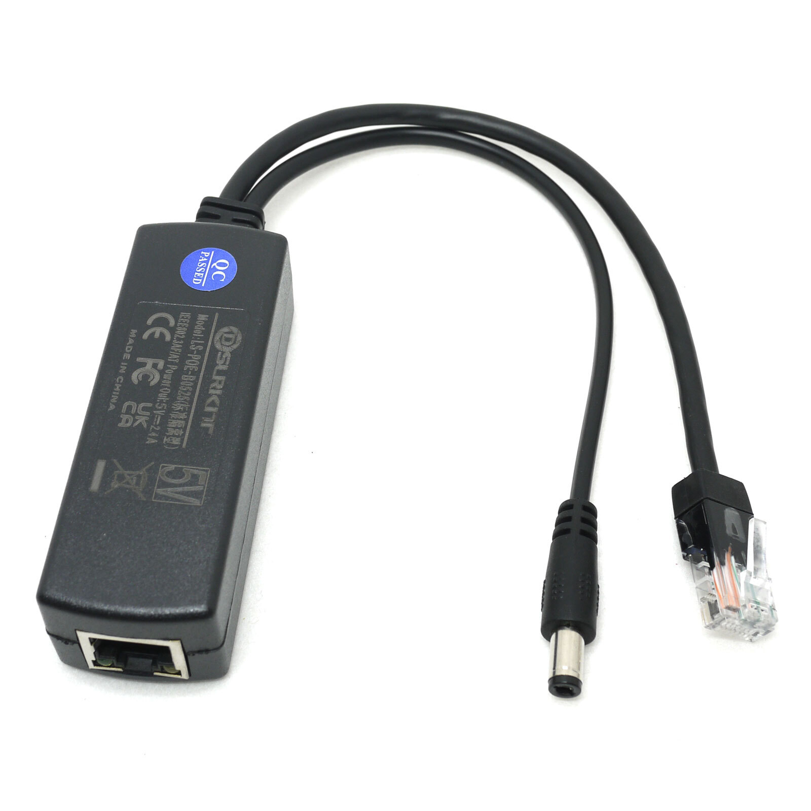 5.5×2.1mm DC 5V 2.4A Active PoE Splitter Power Over Ethernet 802.3af